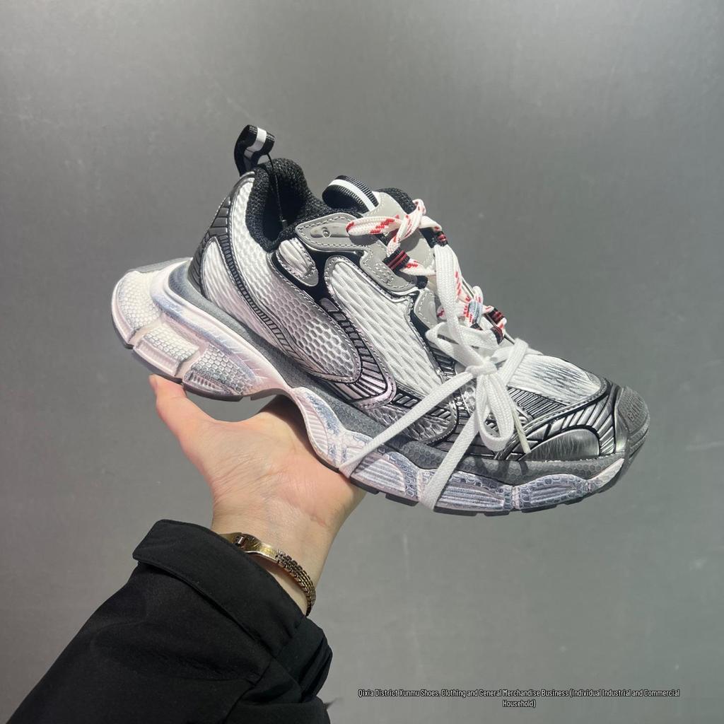 Men's Black Distressed Style 3XL Thick-Soled Casual Sports Dad Shoes with Height Boost