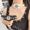 Cyberpunk Gothic Leather Hollowed-out Circular Rivet Collar Necklace for Men Women Y2k Subculture Hot Girl Jewelry Accessories