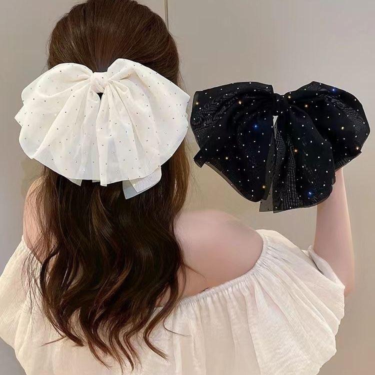 Elegant French Mesh Bow Hair Bun Clip