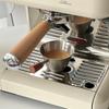 Stainless Steel Espresso Shot Glass with Walnut Handle Graduated Coffee Measuring Cup 2 Oz Liquid Volume Markings Barista Tool