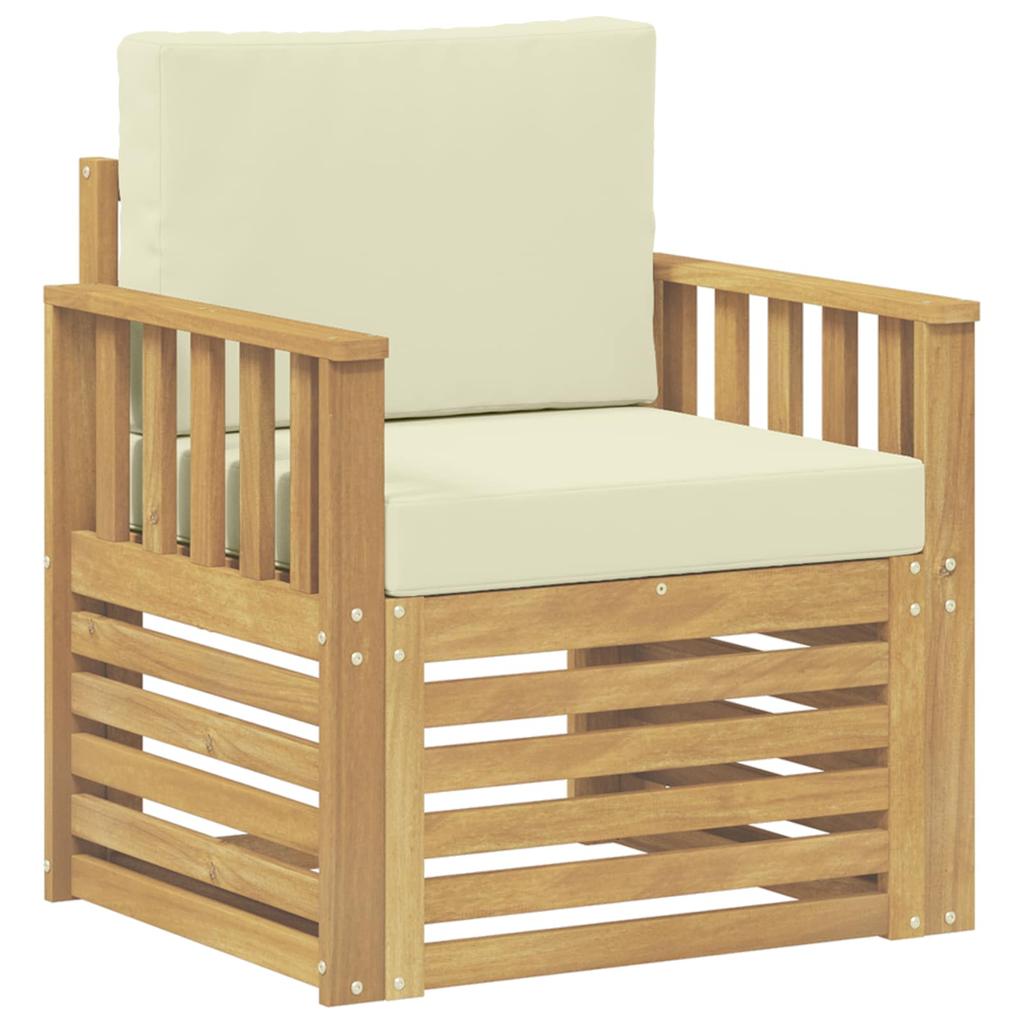 2 Piece Outdoor Sofa Set Polyester White and Cream