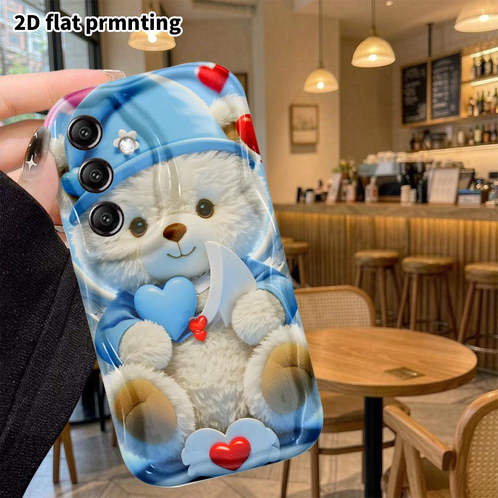 Phone case: 2D flat, suitable for Samsung Galaxy A34 A35 M05 M06 S20 S22 S21 FE Plus 5G protective case, plush little bear, perfect Christmas and Hall