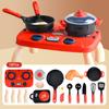 1 Set Mini Kitchen Cooking Playset Adjustable Knob Stove with Sound Light Cookware Utensils Accessories Toddlers Children Chef Pretend Play House Toys