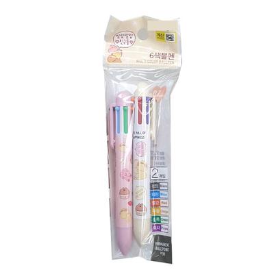 Colorful 6-color Soft Ballpoint Pen 2pcs