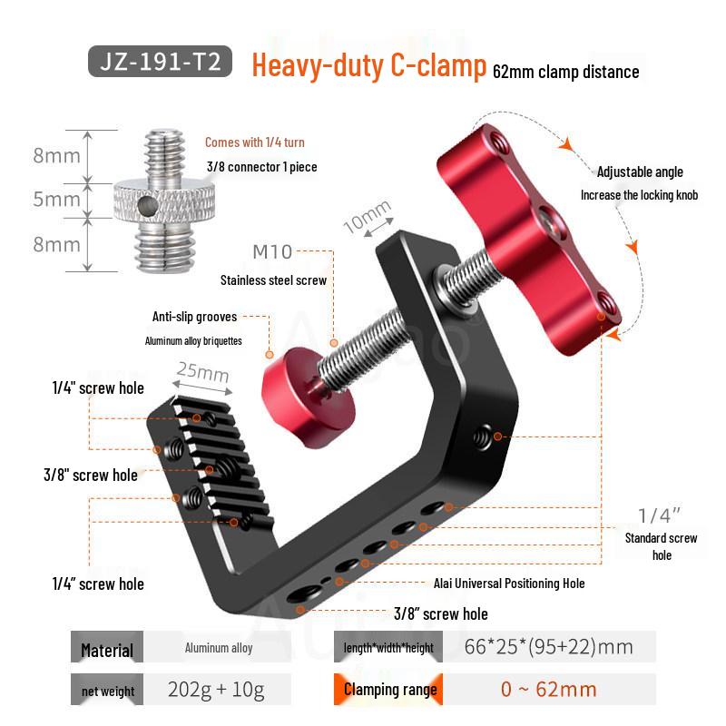 Heavy-Duty C-Clamp Phone Holder & Camera Ball Head Fixture