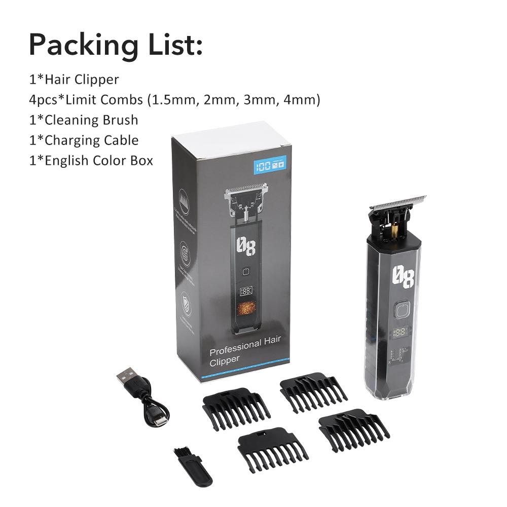 

Беспроводная мужская машинка для стрижки волос, перезаряжаемый триммер для волос, набор для ухода за волосами, профессиональная парикмахерская электрическая бритва для стрижки волос чёрный