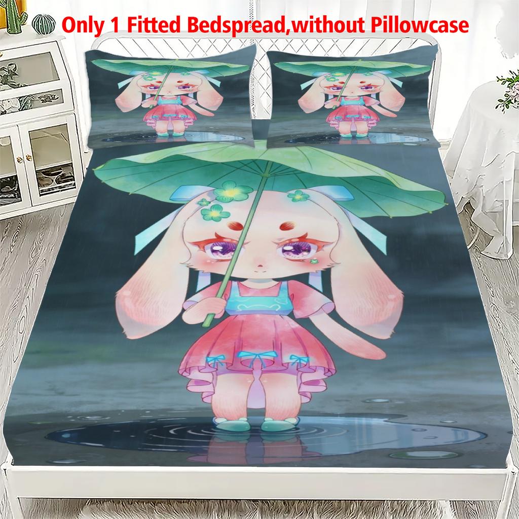 3pcs Fitted Sheet Set Soft Fluff Town Lulu-Sleepy Bunny Breathable Fitted Sheet Set for Home Decor with 2 Pillowcases For Kids