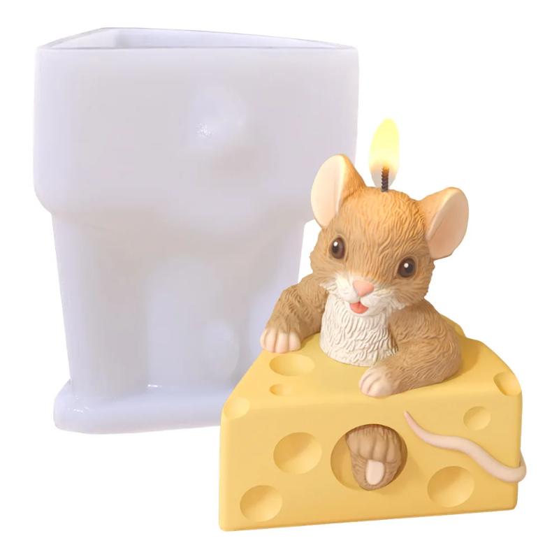 3D Mouse Cheese Aromatherapy Candle Silicone Mold DIY Handmade Romantic Scented Valentine's Day Party Home Decor Birthday Gift