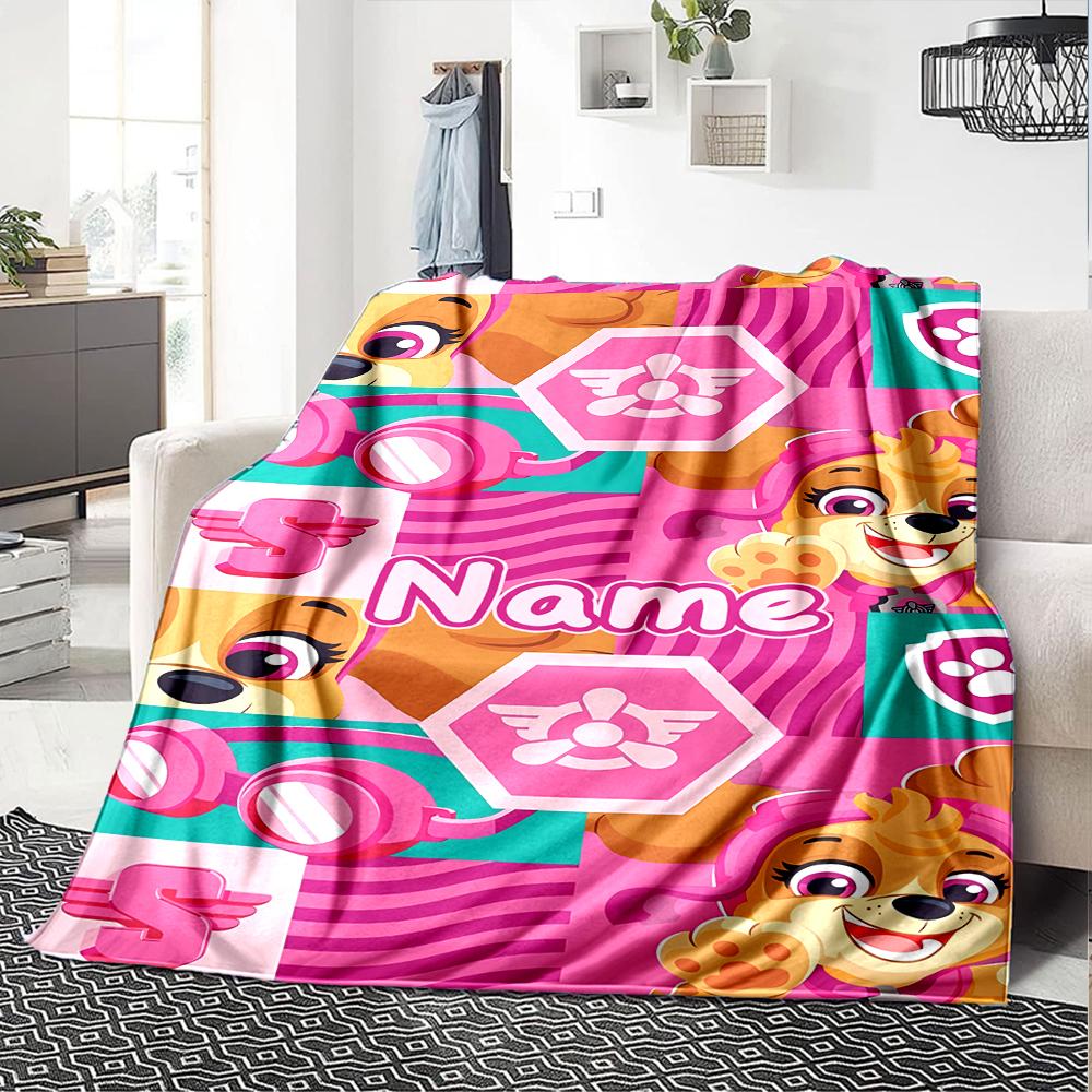 Customiz Name Personality Paw Patrol Blanket Soft &Warm Sofa Office Bed Travel Lunch Break Blanket, Gift Suitable All Seasons