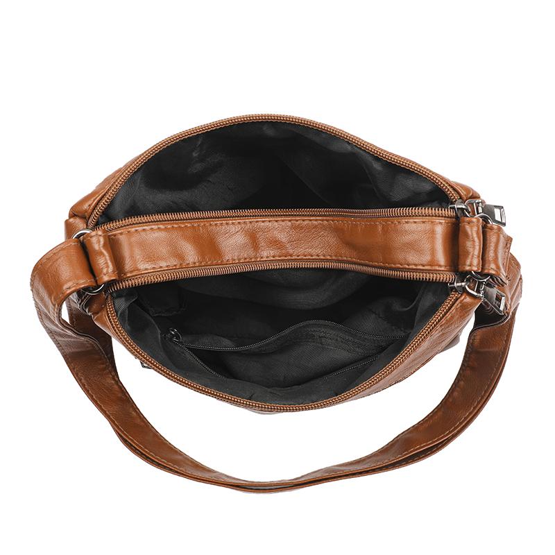 Double Layer Small Square Bag Soft Leather Mother Bag Large Capacity Single Shoulder Crossbody Bag