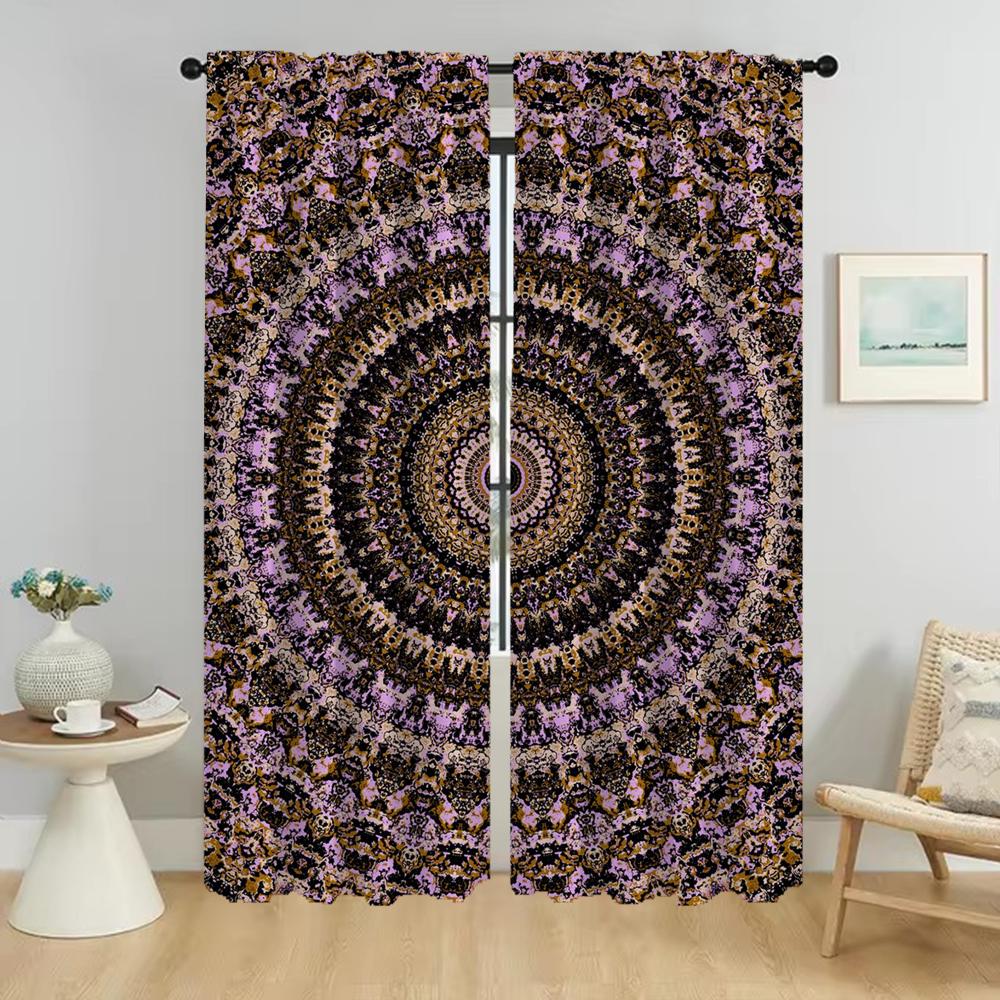 Partition Trippy Vibrant Mandalas Curtains for Living Room Curtain Shades Tulle for Bedroom Home Interior Curtains 2 Pieces