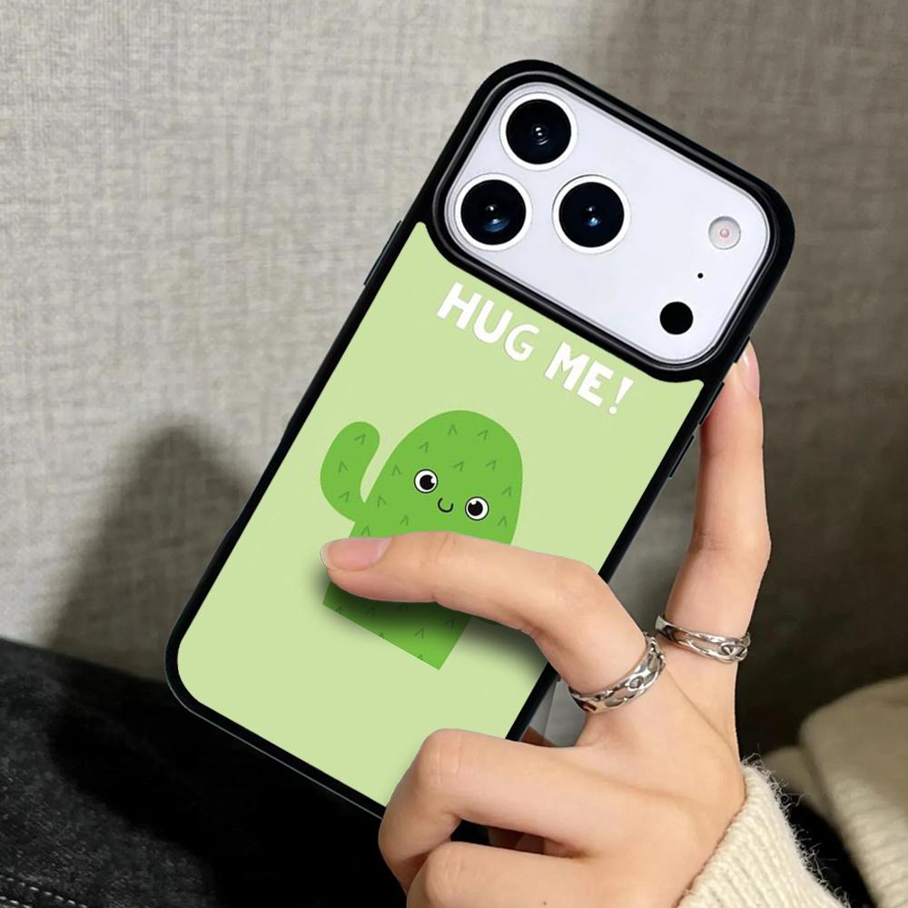Hülle Case für iPhone 17 Air 16 Pro Max 15 Plus 11 13 Mini 14 12 Rückseite Handyhülle Umarmung Kaktus Sommer