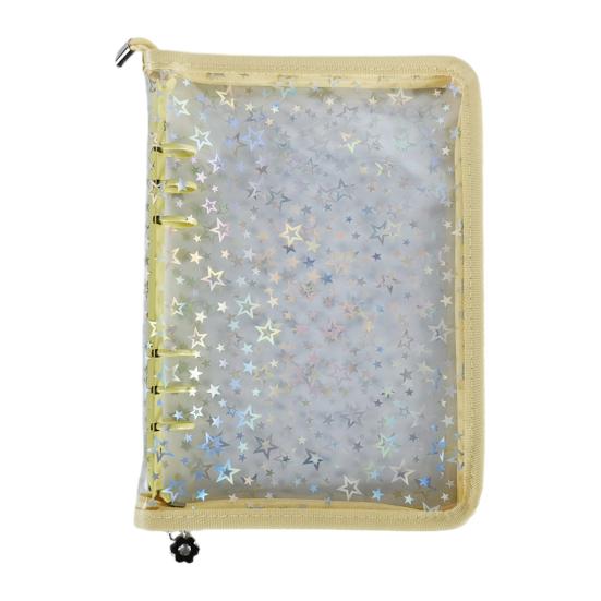 Zipper Binder Transparent Window Design Star Pattern PVC Cover Card Organizer with Multiple Slots Portable Card Holder Binder for Idol Cards Photo