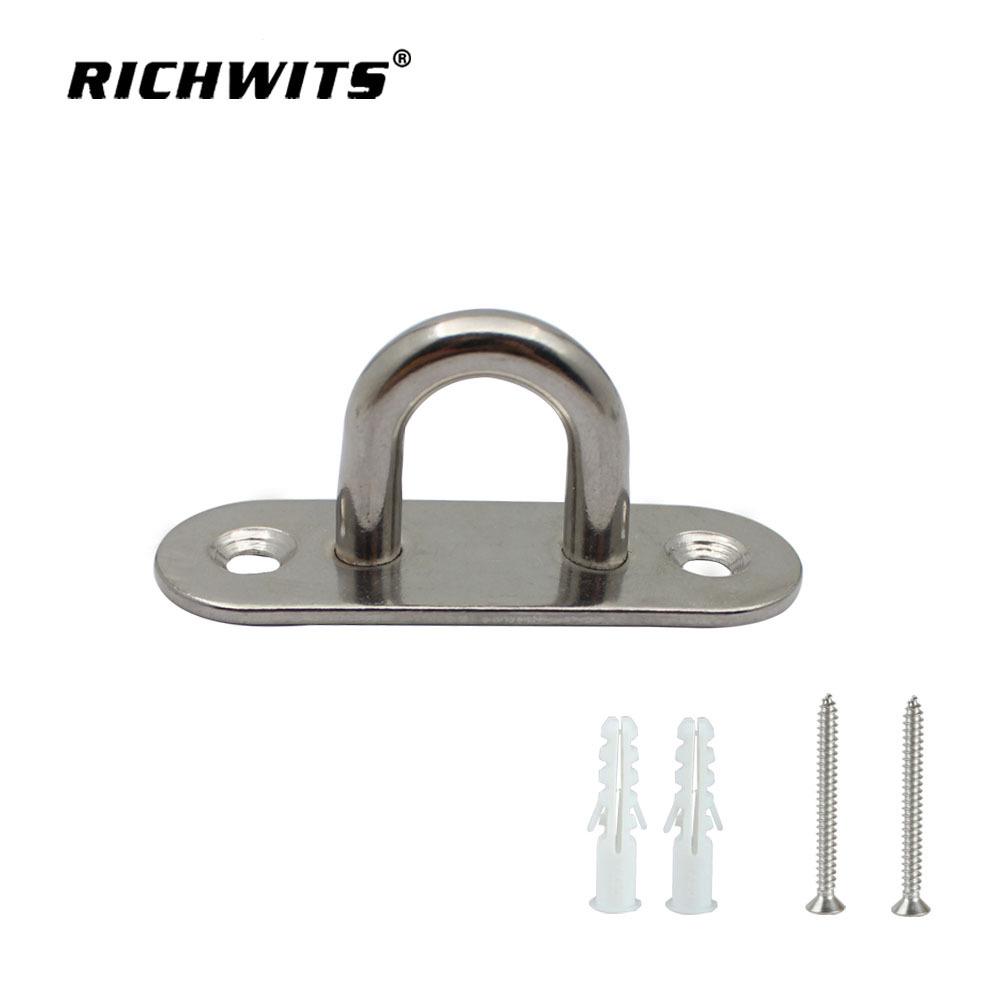 Stainless Steel Marine Eye Plate Hook with Pull Ring for Ceiling Fan or Sandbag - Heavy Duty Lifting