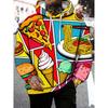 3D Print Hamburgers Pizza Fried Chicken Pattern Hoodie Food Festival Street Personality Hooded Coat Men's Unique Funny Hoodies