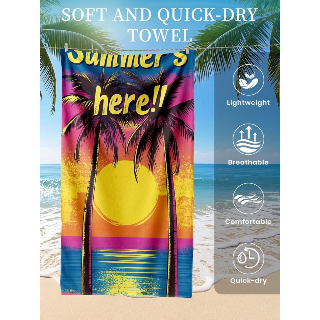 Vibrant Tropical Floral and Monstera Pattern Quick Dry Lightweight Breathable Comfortable Beach Towel for Beach Vacation Use