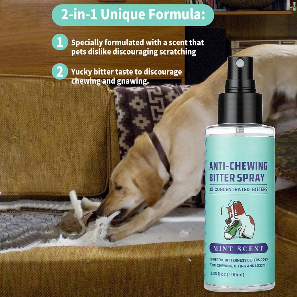 Bitter Spray For Dogs  No Chew Spray For Dogs Stop Chewing Biting And Licking Furniture  Indoor & Outdoor Use For Pet Behavior Training 100ml