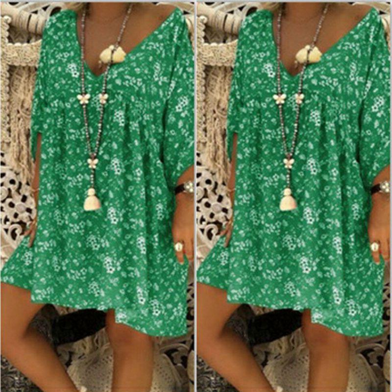 Neck V Women Caftan Baggy Dress Ladies Vintage Hippie Boho Beach Cover Plus Size