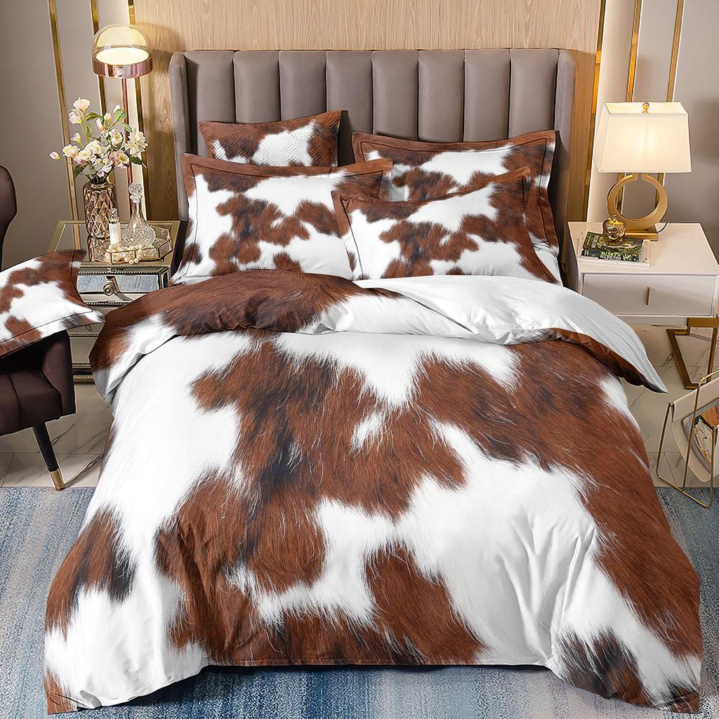 3D Printed Leopard Print Three-Piece Set Bedding Polished Duvet Cover