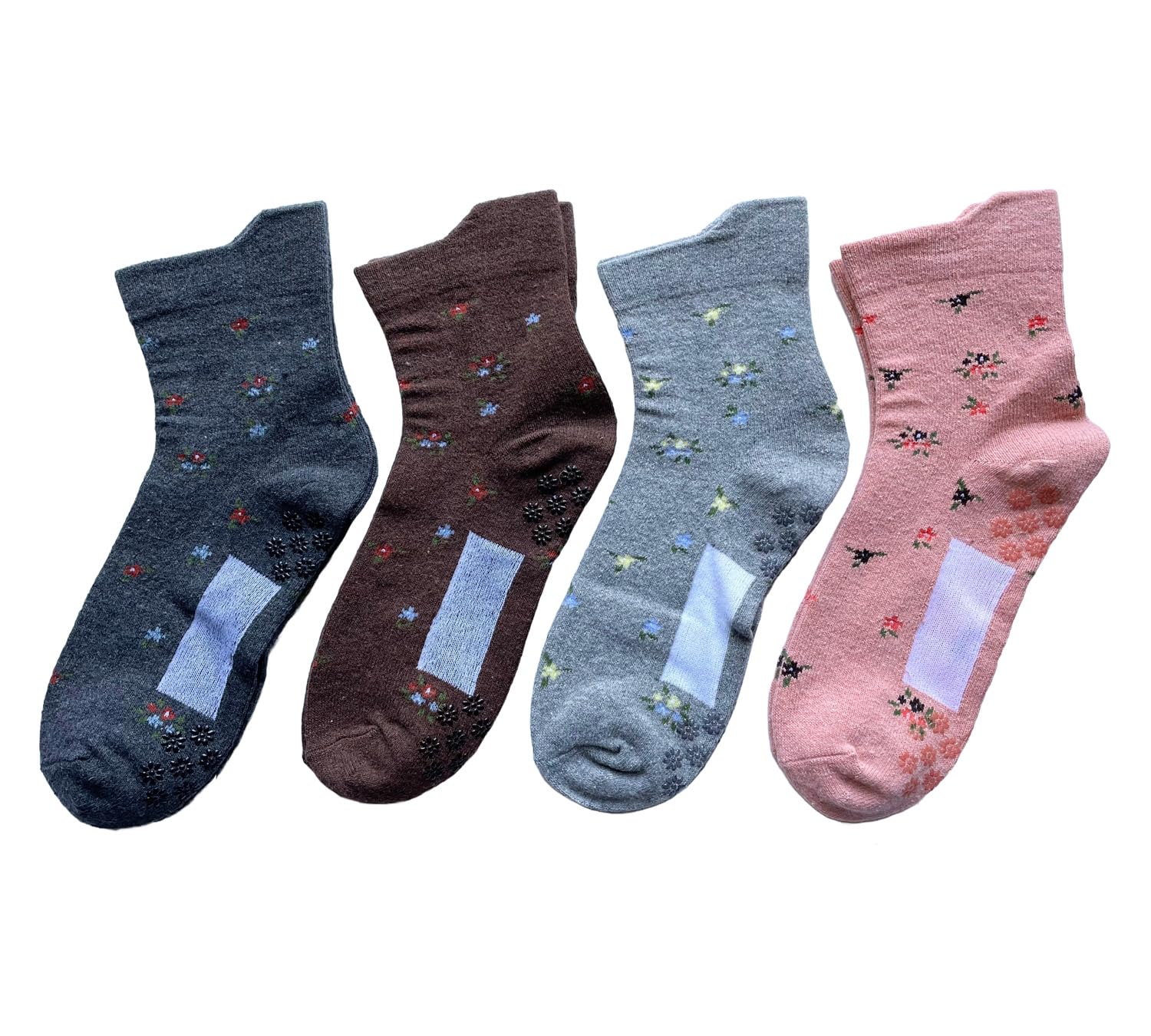 

Socks with Easy to Put on with One Wool Floral No Elastic Suitable for Nursing and Set E20 Women s Non-Slip Backing, Hand, Blend, Warm, Print, Cuff,