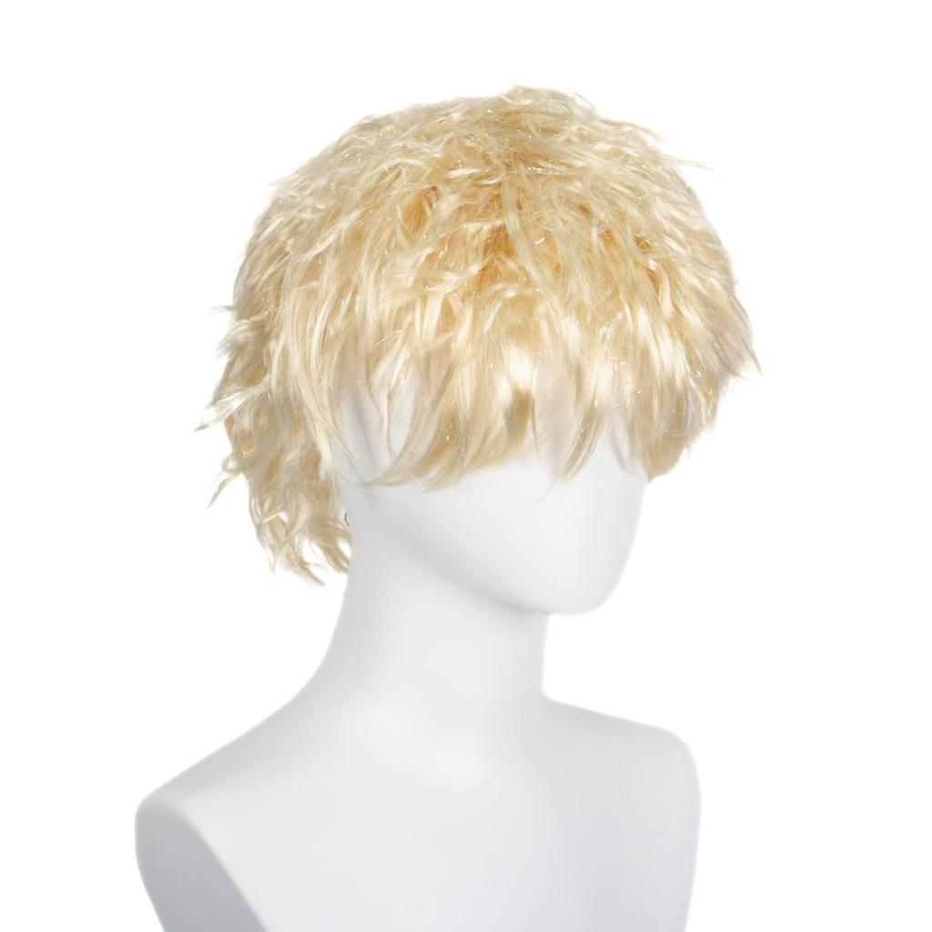 Novel four color men short curly rain silk wig synthetic dress up wigs for women and men cosplay costume party gifts