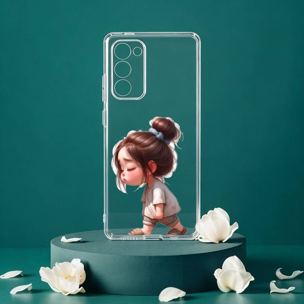 C-Cartoon Cute Baby Girl Phone Case For Samsung Galaxy S24 S25 S23 S22 S21 Plus S24 S25 Transparent Cover Case