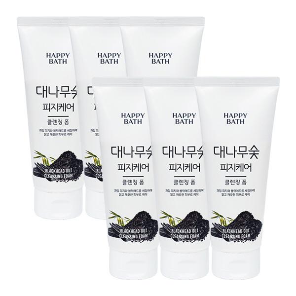 HAPPY BATH Bamboo Charcoal Sebum Absorbing Cleansing Foam 200g x6