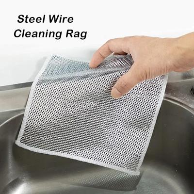 Chiffon de nettoyage de cuisine en fil d'acier métallique, chiffon de nettoyage antiadhésif à l'huile pour casseroles, poêle, outils de nettoyage antirouille, 5/10 pièces