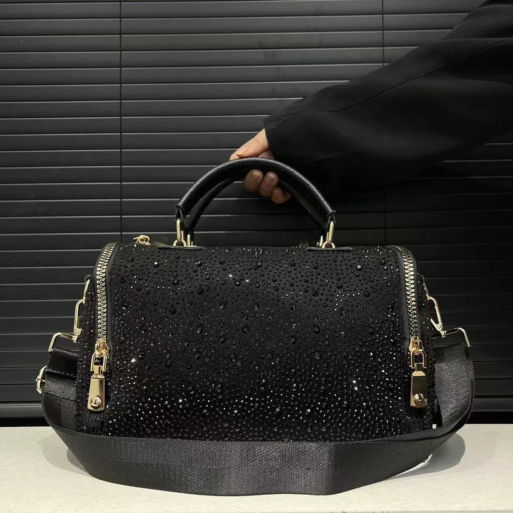 Women'S Retro Leopard Print Diamond Jewelry Handbag Large Capacity Trendy Personalized Shoulder Bag