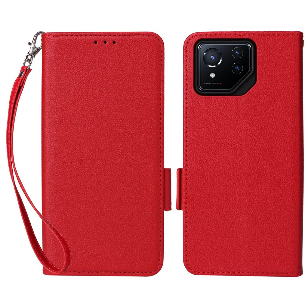 For Asus ROG Phone 8 5G/ROG Phone 8 Pro 5G Case with Wrist Strap Litchi Texture PU Leather Wallet Phone Cover