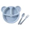 1 Set Baby Bowl Spoon Fork Feeding Tableware BPA Free Cartoon Bear Kids Plates Eating Dinnerware Anti-Heat Training Plate