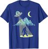 Bigfoot UFO Abduction Moon Mountain Alien Funny Gift Unisex T-Shirt