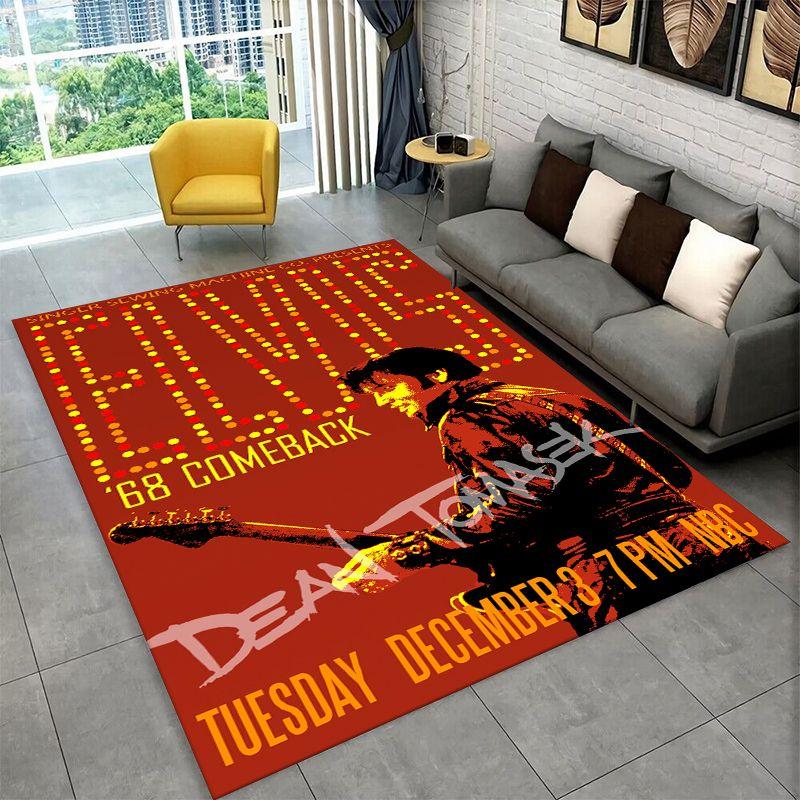 Retro The King E-Elvis Presley Non-Slip Area Rug for Living Room,Bedroom,Playroom,Soft Carpet Floor Mat Home Decor Rug Room