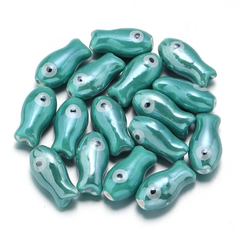 10 Pieces Artistic Double Sided Ceramic Fish Beads Crafting Supplies Spacers For Homemade Jewelry Phone Chains