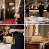 Fashion Pure Color Evening Bag Rhinestones Large Capacity Clutch Bag Women Handbag For Wedding Party