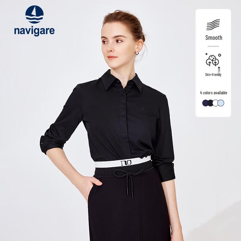 Navigare Women's Solid Long-Sleeve Commuter Shirt
