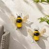 Patio Hanging Ornament 2PCS 3D Metal Bee Wall Art Decor, Iron Sculpture Backyard Fence Decoration Ornament, Weatherproof Outdoor Decor for Yard Garden