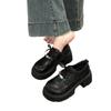Thick-soled Thick-heeled Lace-up Jk Small Leather Shoes for Women's 2025 Autumn New British-style Small Loafers Popular Single Shoes