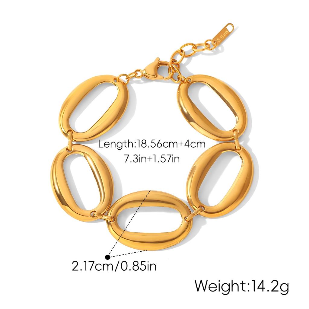 Landy New Arrival 18K Gold Plated Stainless Steel Bracelets Circle Chains Trendy Jewelry Bangles for Women Party