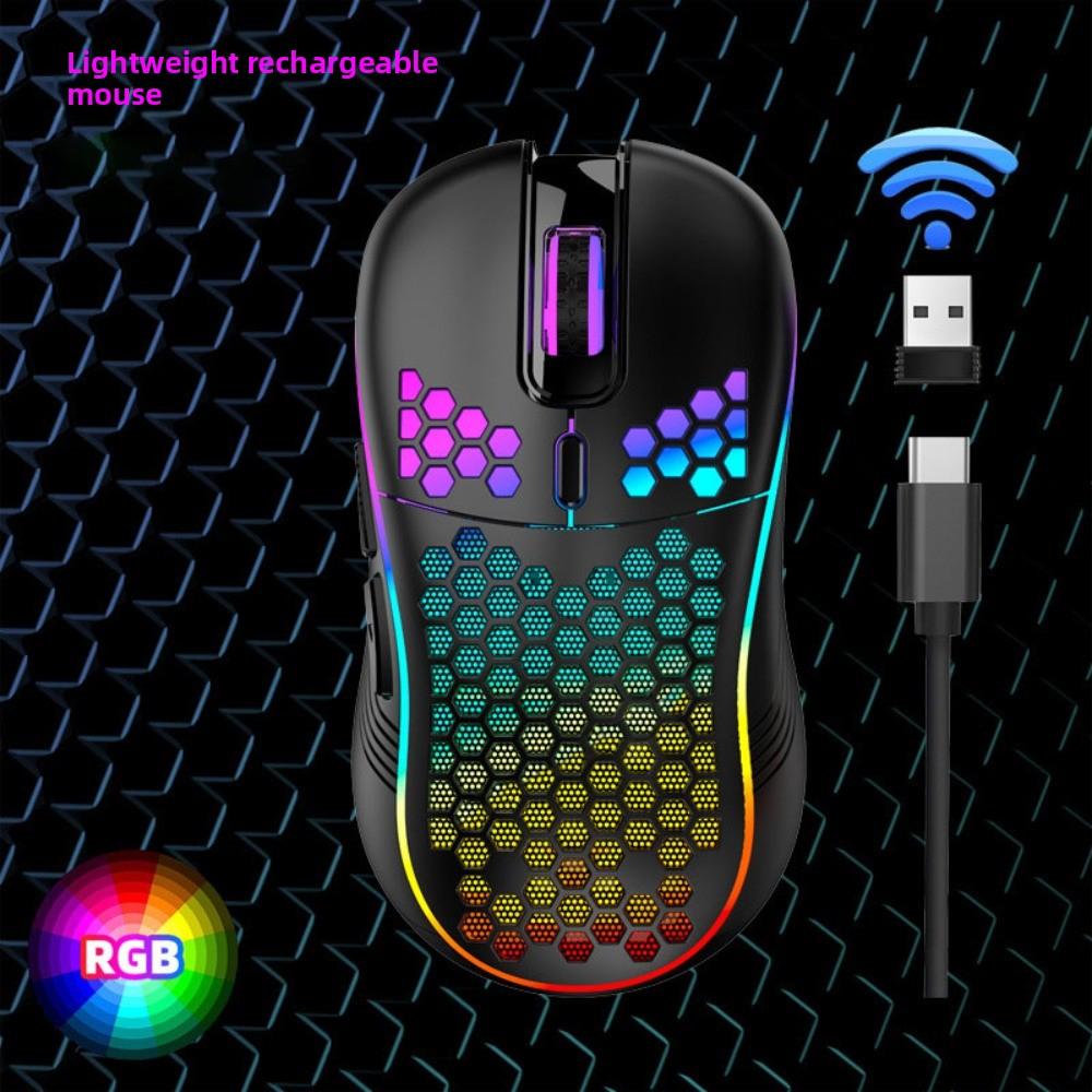 Ergonomic Design RGB Lighting Mouse Rechargeable 2.4G Wireless Mouse Gaming Mouse  PC