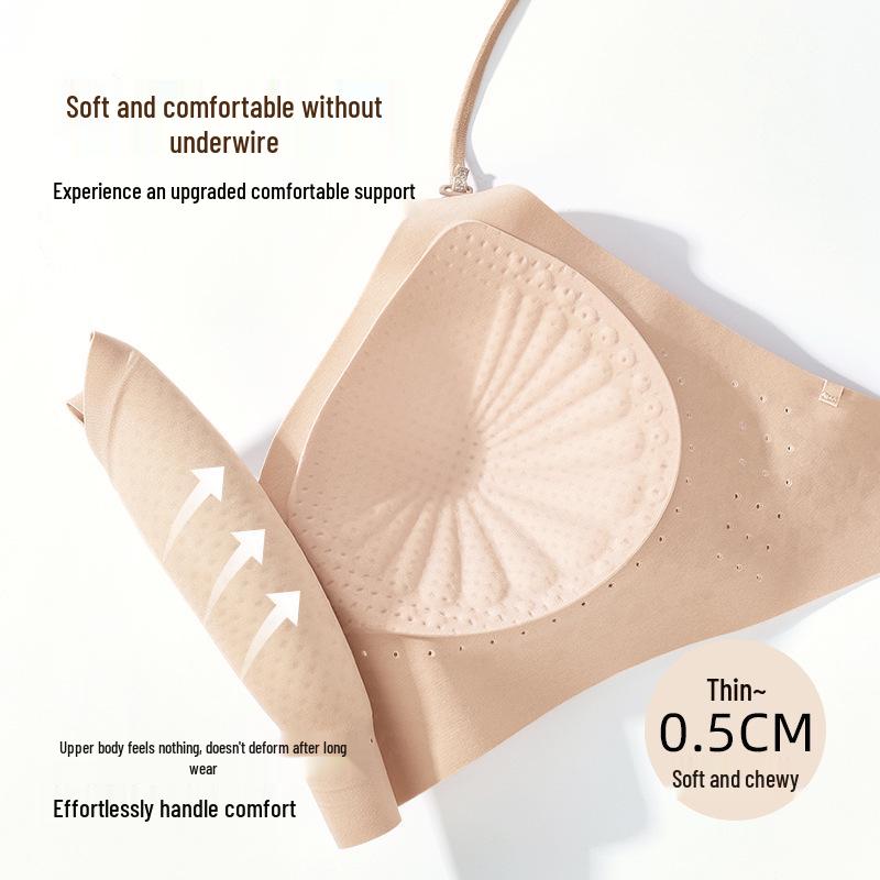 Aurora Women's Sparkly Strap Ice Silk Seamless Bra – Breathable, Wire-Free, Fixed Cup, & Removable Straps Lingerie