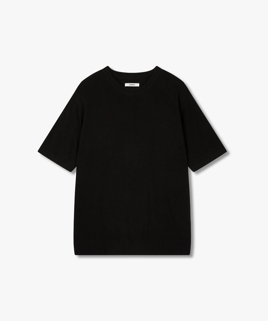 STUDIO TOMBOY [Men] Semi-Overfit Round Neck Short Sleeve Knit_Black 9156252215