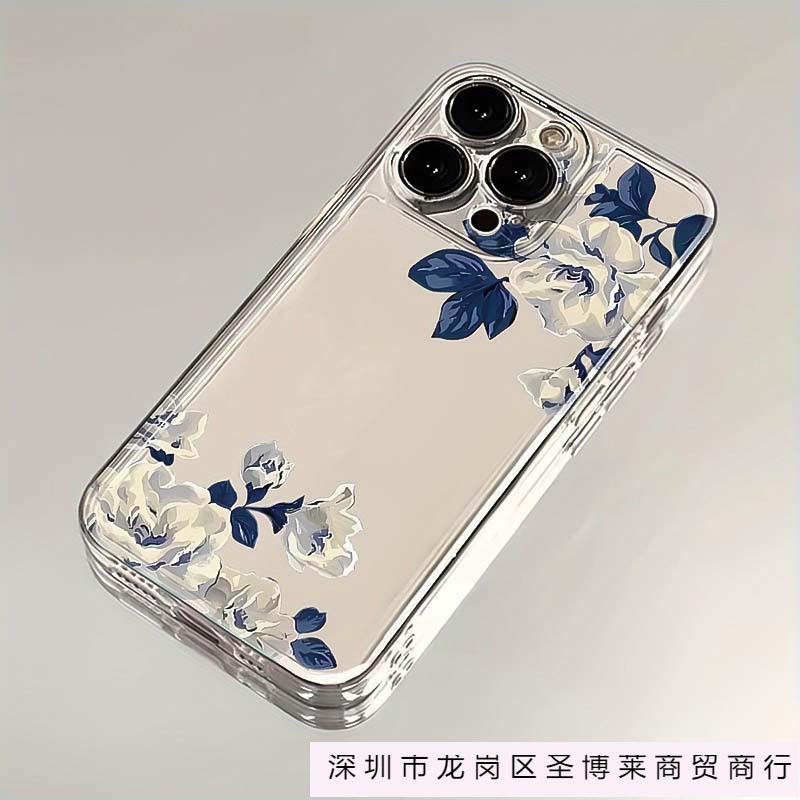 Simple Flower iPhone Case 7/8 Apple 11/12/13/14/15/16 ProMax Transparent Phone Case