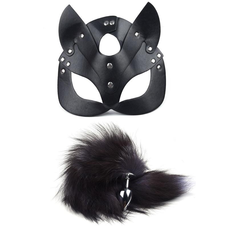 Sex toys for Women Bdsm Sex Bondage Set Handcuffs Whip 40CM Fox Tail Anal Plug Adult Games