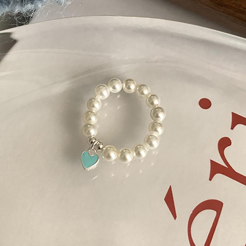 

Кольцо Foxanry с жемчугом и бисером для женщин и девочек, новая мода, креативный красочный кулон в виде сердца любви, ювелирные изделия на день рождения, подарки 17mm серебряный