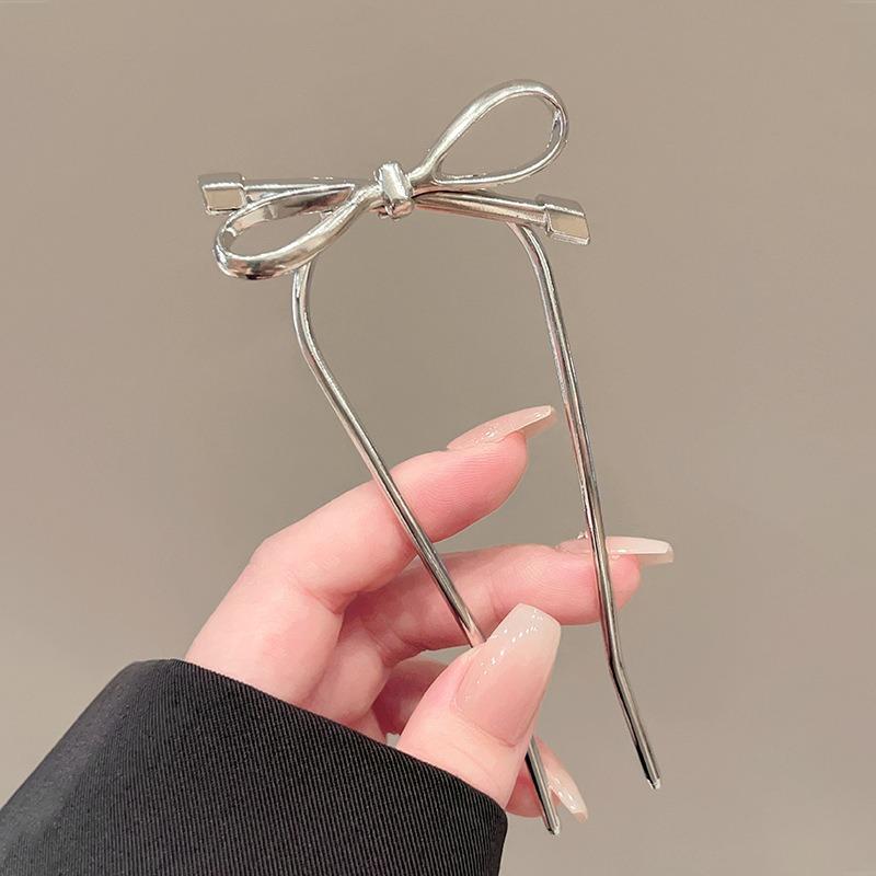 Minimalist Metal Style Bow Hairpin With High-end Hairstyle Embellishment Workplace Styling Art Exhibition Temperament Item