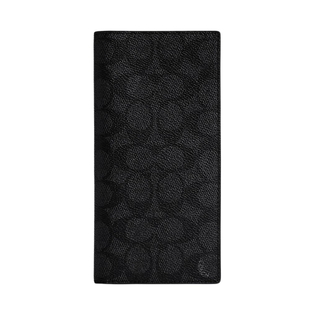 Coach Breast Pocket 9 Classic Monogram Double Fold Design Coated Canvas Wallet Women wallet Charcoal Black CW353-MI5 Charcoal & Black