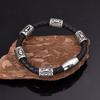 Bracelet en cuir pour hommes et femmes, européen et américain, en acier inoxydable, perles de Rune Viking, amulette