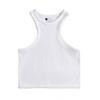 Women Running Vest O-Neck Sleeveless Short Tank Tops Solid Color Ribbed Elastic Fitting Quick Drying Racer Back Vest