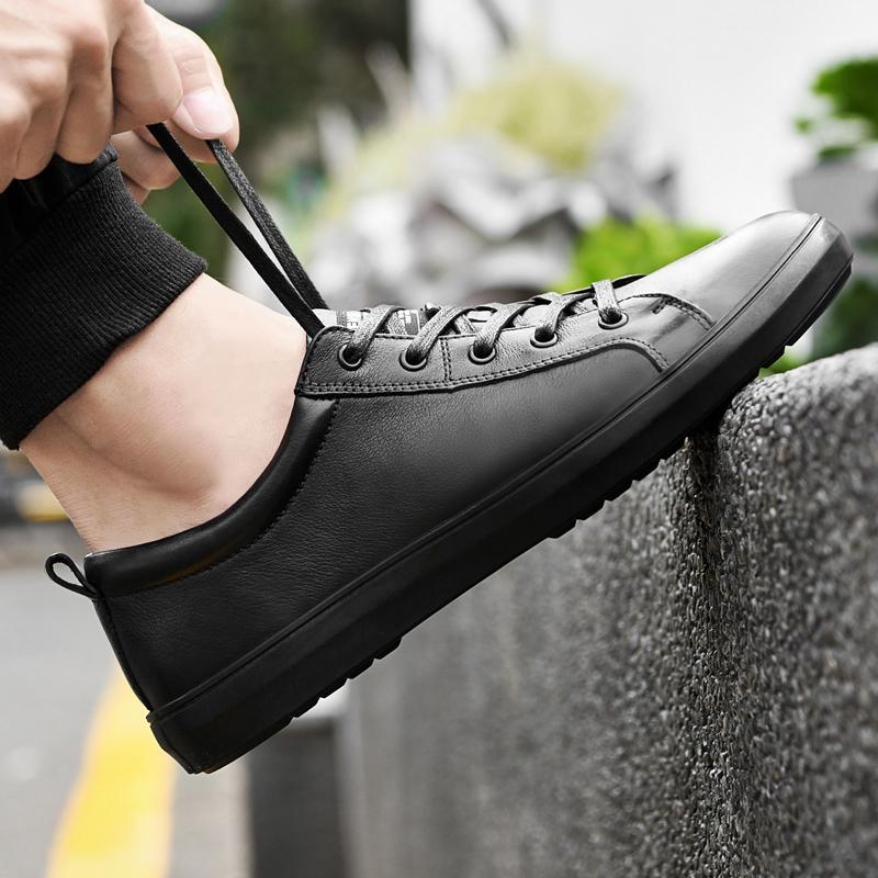 Pánské ležérní šněrovací tenisky, módní a pohodlné tenisky Ležérní pánská obuv z pravé kůže